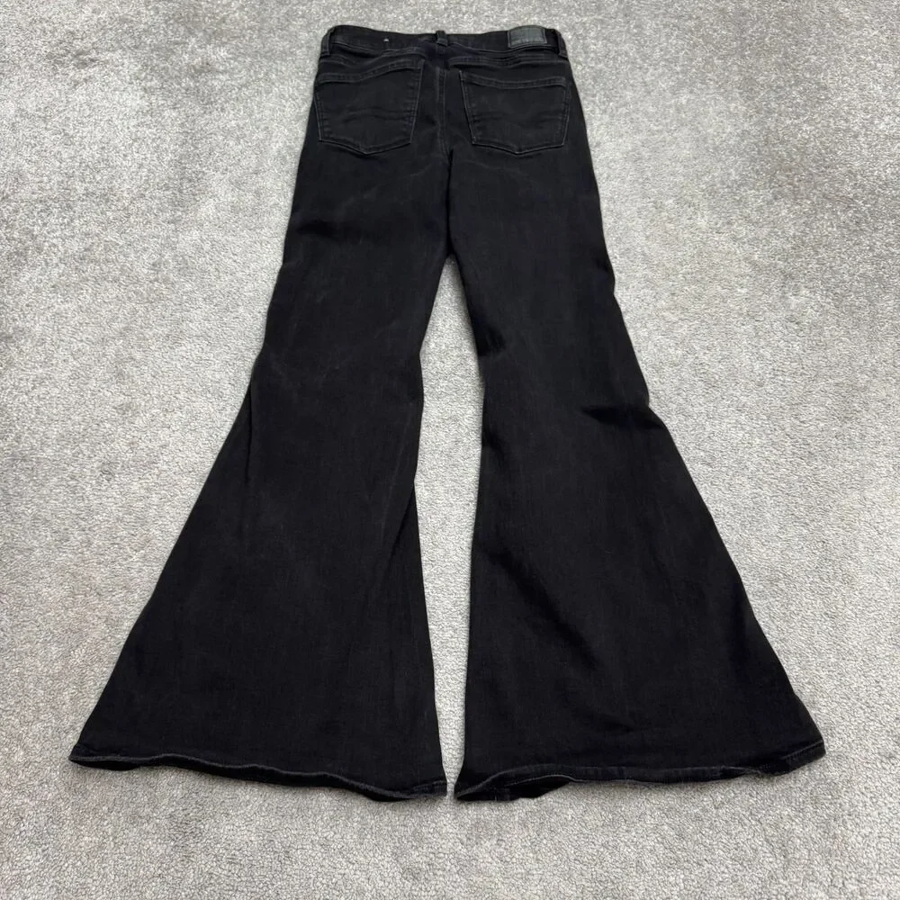American Eagle Festival Flare Next Level Stretch Denim Jeans Women 2 Short Black